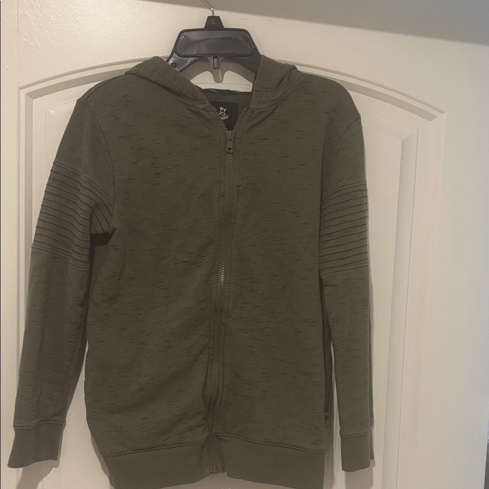 Art Class Boys Zip Hoodie Size M Olive Green Full Zip Hooded Sweatshirt